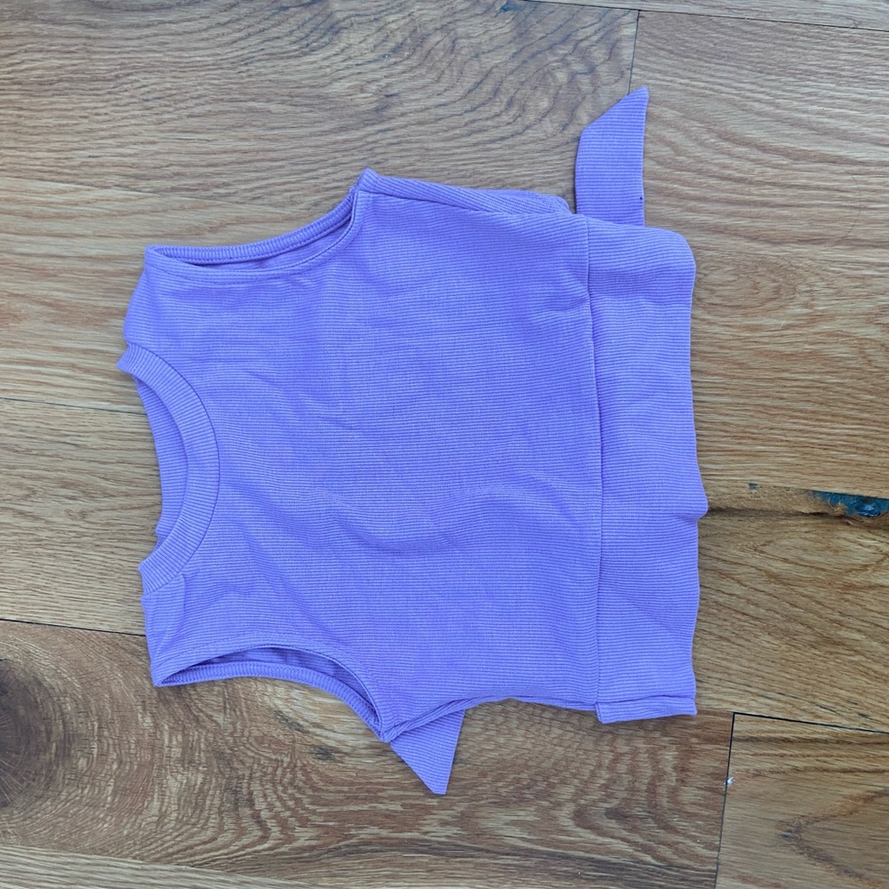 cross back knot tie back purple lilac shirt